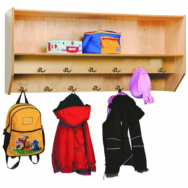 Whitney Brothers WB1056 48'' Children's Double Row Wall Mount Wood Coat Rack with 12 Double Hooks 9461056